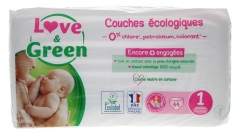 Scutece Hipolergienice Love &amp; Green 44 Scutece Mărimea 1 (2-5 kg)