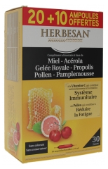 Herbesan Gelee Royale Honig Acerola Pollen Grapefruit Propolis 20 Ampullen + 10 Angebotene