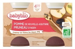 Babybio Apfel Pflaume 4 Monate und + Bio 2 Gläser à 130 g