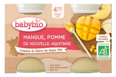 Babybio Mango Jablko 4 Měs&iacute;ce a v&iacute;ce Bio 2 kel&iacute;mky po 130 g