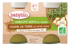 Babybio Green Beans Potato 4 Months and + Organic 2 Jars of 130g