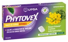 UPSA Phytovex Intensyvūs Gerklės Skausmai 20 Pastilių