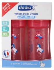 Dodie Initiation+ Anti-Colic Bottle 270 ml Flow 2 0-6 Months Pack of 2 