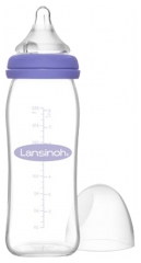 Mamadeira de Vidro Natural Wave Lansinoh com Fluxo M&eacute;dio 240 ml