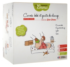 Les Tendances d'Emma Collection Kit Eco Chou Carrés Bébé et Gants de Change Lavables Coton Bio Biface