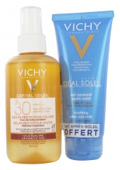 Vichy Capital Soleil Solar Protective Water Enhanced Tan SPF30 200ml + Idéal Soleil Soothing After-Sun Milk 100ml Free