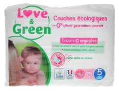 Love &amp; Green Couches Hypoallergéniques 40 Couches Taille 5 (11-25 kg)