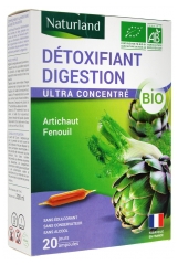 Naturland Détoxifiant Digestion Bio 20 Ampoules Buvables de 10 ml