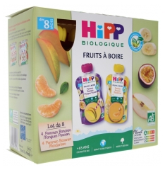 HiPP Frutas para Beber a partir de 8 Meses Bio 8 Bolsitas de 90 ml