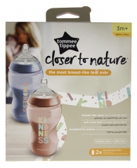 Tommee Tippee Closer to Nature 2 Biberons 340 ml 3 Mois et + - Couleur :  Rose