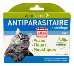 Vetoform Antiparasitaire Insectifuge Chat 6 Pipettes de 1 ml