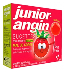 Junior-angin Lollipops Sore Throat Strawberry Taste 8 Lollipops