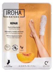 Iroha Nature Peach and Shea Butter Repairing Foot Mask 2 x 9ml