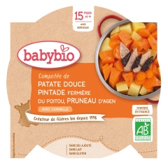Babybio Süßkartoffelkompott Perlhuhnpflaume 15 Monate und + Bio 260 g