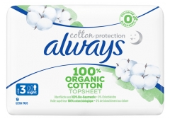 Always Cotton Protection 9 Sanitary Napkins Size 3 Night