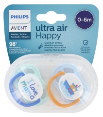 Avent Ultra Air Happy 2 Sucettes Orthodontiques 0-6 Mois