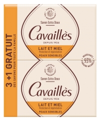 Rogé Cavaillès Savon Extra Doux Lait et Miel Lot de 3 x 250 g + 1 Gratuit