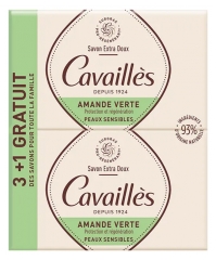 Rogé Cavaillès Savon Extra Doux Amande Verte Lot de 3 x 250 g + 1 Gratuit