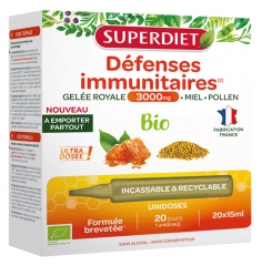 Superdiet Gelee Royale 3000 mg Honig Pollen Bio 20 Unidosen