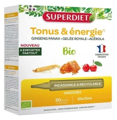 Superdiet Ginseng Biologinė matinė bičių pienelė Acerola 20 vienkartinių dozių