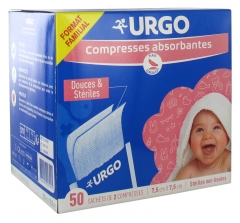 Urgo Compresses Absorbantes Douces & Stériles Non Tissées 7,5 cm x 7,5 cm 50 Sachets de 2 Compresses