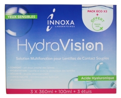 Laboratoire Innoxa Solution Multifonction pour Lentilles de Contact Souples Pack Éco 3 x 360 ml + 100 ml