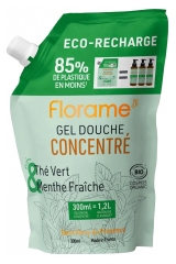 Florame Gel Douche Concentré Thé Vert et Menthe Fraîche Éco-Recharge Bio 300 ml