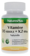 Natures Plus Vitamine D3 1000 UI + Vitamine K2 100 µg 90 Comprimés
