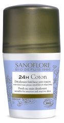 Sanoflore 24H Coton Déodorant Fraîcheur Anti-Traces Roll-On Bio 50 ml