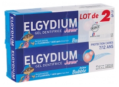 Elgydium Gel Dentifrice Junior Protection Caries 7/12 Ans Arôme Bubble Lot de 2 x 50 ml