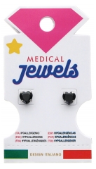 Medical Jewels Boucles d'Oreilles Hypoallergéniques Coeur Noir