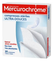 Compresses stériles Mercurochrome 20 x 20 cm, 2 boîtes de 60 compresses -  Pansement