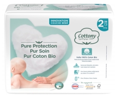 Cottony Nappies with Organic Cotton 38 Nappies Size 2 (3-6kg)