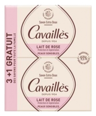 Rog&eacute; Cavaill&egrave;s Sabonete Extra Suave Leite de Rosa Pack de 3 x 250 g + 1 Gr&aacute;tis