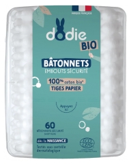 Dodie Consigli di Sicurezza Bastoncini 100% Cotone Organico 60 Bastoncini
