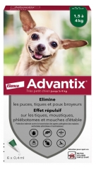 Advantix Très Petit Chien Jusqu'à 4 kg 6 Pipettes