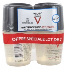 Vichy Homme Deodorant 48h Anti-Transpirant Anti-Spuren Roll-On Pack von 2 x 50 ml