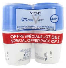 Vichy Déodorant Minéral 48H Tolérance Optimale Roll-On Lot de 2 x 50 ml
