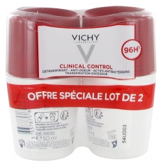 Vichy Déodorant 96H Clinical Control Détranspirant Anti-Odeur Roll-On Lot de 2 x 50 ml
