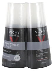 Vichy Homme Déodorant Ultra-Frais 24H Vaporisateur Lot de 2 x 100 ml