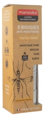 Manouka 5 Bougies Anti-Moustiques Toutes Zones Parfum Vanille/Monoï