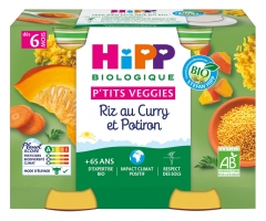 HiPP Meniul Legumelor cu Orez cu Curry și Dovleac de la 6 Luni Bio 2 Borcane