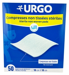 Urgo Compresses Stériles Non Tissées 10 cm x 10 cm 50 Sachets de 2 Compresses