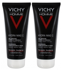 Vichy Homme Hydra Mag C Gel Douche Corps &amp; Cheveux Lot de 2 x 200 ml