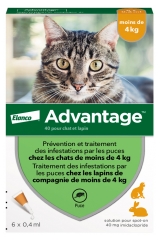 Advantage 40 Flea Solution Dla Kotów i Królików Poniżej 4kg 6 Pipetek