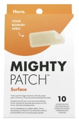 Hero Mighty Patch Surface Patchs Anti-Acné Zones Étendues 10 Patchs Hydrocolloïdes