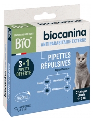 Biocanina Pipettes Répulsives Chaton &amp; Chat de 500 g à 5 kg 4 Pipettes