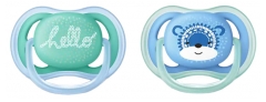 Avent Ultra Air 2 Sucettes Orthodontiques Silicone avec Motif 6-18 Mois