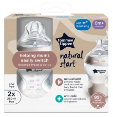 Tommee Tippee Closer to Nature 2 Baby Bottles 260ml 0 Month and +