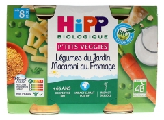 HiPP P'tits Veggies Verdure Dell'orto Maccheroni e Formaggio da 8 Mesi bio 2 Vasi